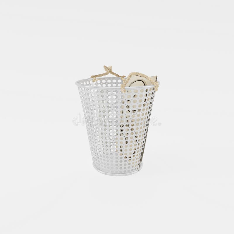 Perforated Decorative Metal Basket. Front View Stock Illustration