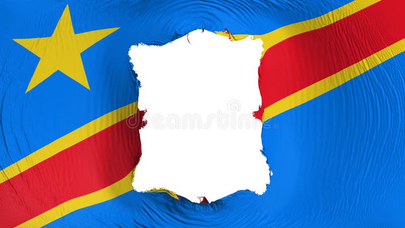 Drapeau Du République Démocratique Du Congo Kinshasa Avec Petits Trous  Illustration Stock - Illustration du battu, république: 150604109