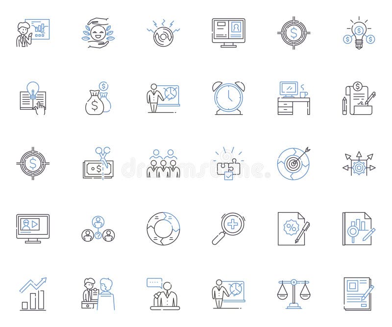 Performance assessment line icons collection. Evaluation, Appraisal, Measurement, Metrics, Scoring, Grading, Feedback royalty free illustration