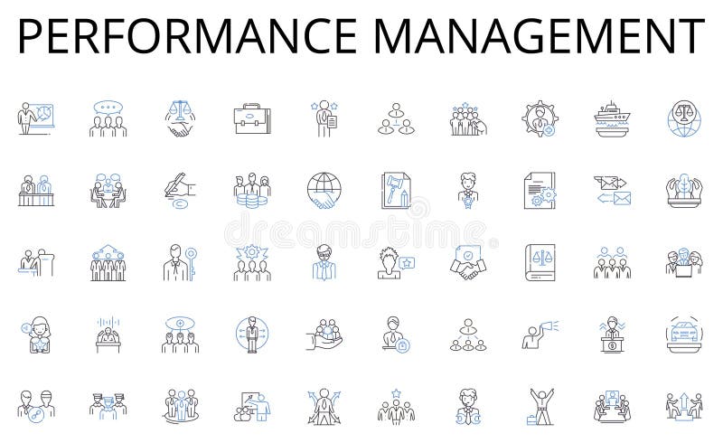 Performance management line icons collection. Remote, Secluded, Disconnected, Autonomy, Solitude, Individuality, Alness stock illustration