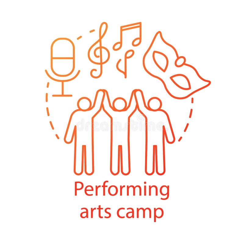 Performing arts camp concept icon. Artistic, creative personalities community, club idea thin line illustration. Theatre royalty free illustration