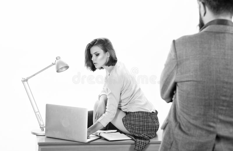 Sexy Secretary Sitting Boss Desk Stock Photos Free And Royalty Free