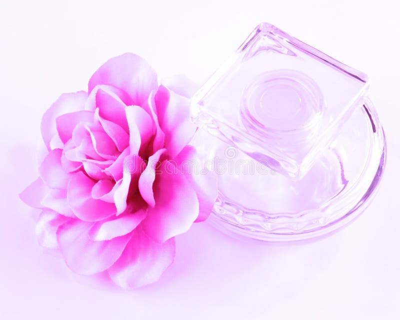Perfume Bottle and Silk Flower Stock Photo Image of glass, silken 37982006