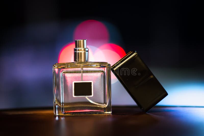 Perfume Bottles and Beautiful Lights and Bokeh Stock Photo Image of