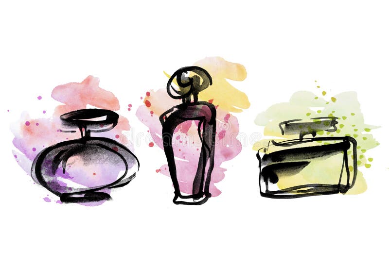 Perfume bottles group sketch. vector illustration Perfume bottles group sketch. vector illustration