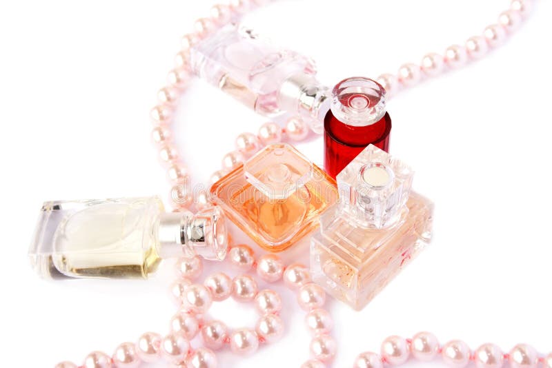 Perfume Bottles and Necklace Stock Image Image of fragrant, bottle