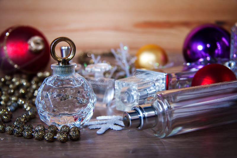 Perfume on Festive Christmas Background Stock Image Image of glass