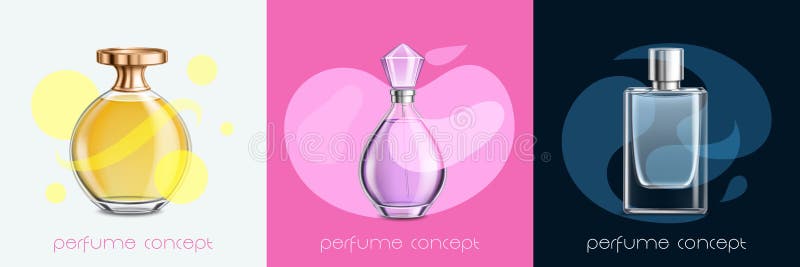Free Vector  Perfume glass bottles colorful realistic