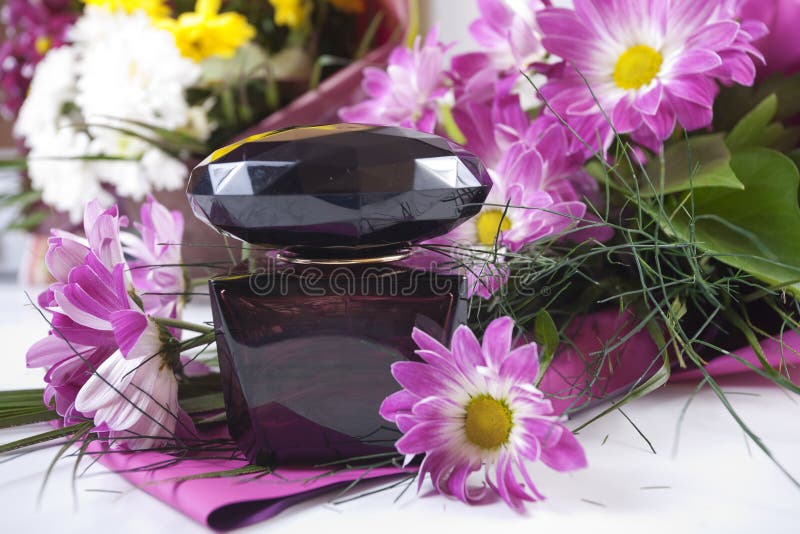 Perfume with Flowers Around it Stock Image Image of freshness