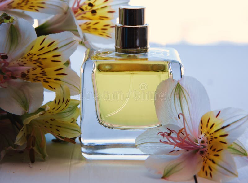 Perfume with flowers stock photo. Image of flower, cosmetic 77562834