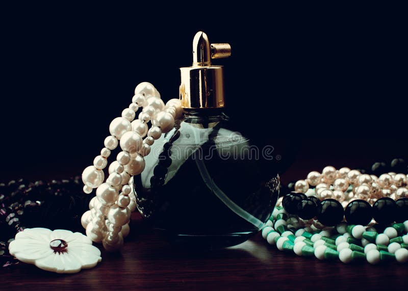Perfume and jewelry stock image. Image of cosmetic, glamour 75120735