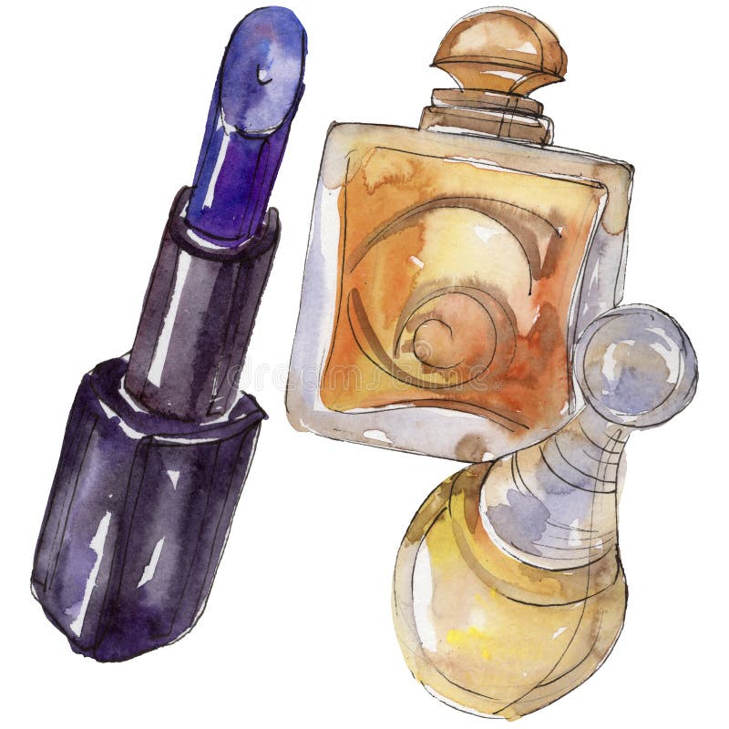 Perfume and Pomade Sketch Fashion Glamour Illustration in a Watercolor ...