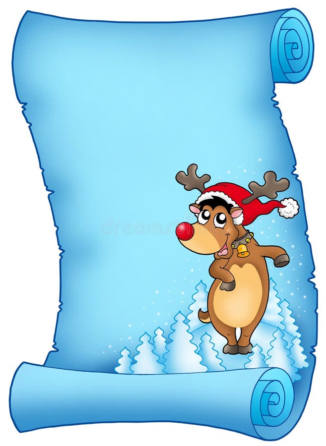 Pergamena blu con la renna di natale royalty illustrazione gratis Pergamena blu con la renna di natale royalty illustrazione gratis