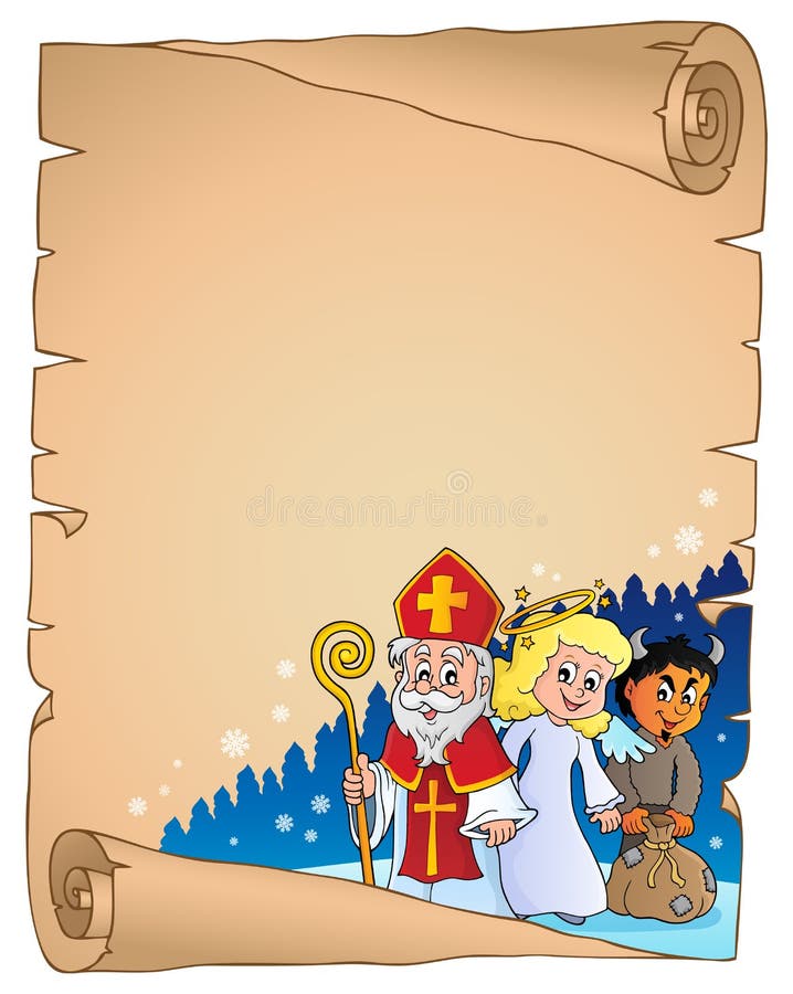 Pergaminho temático 2 de Nicholas Day de Saint ilustração royalty free Pergaminho temático 2 de Nicholas Day de Saint ilustração royalty free