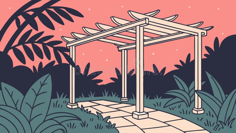 Pergola Path in a Green Garden vetor design Generative AI vektor illustrationer
