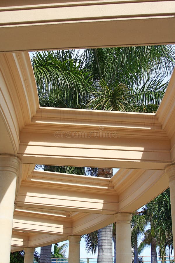 Pergola on top of corinthian pillars outside Versace hotel in Queensland. Pillar column garden stock images, royalty-free photos and pictures