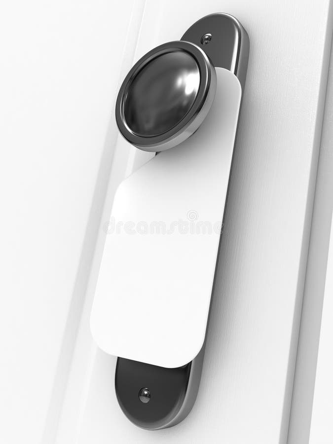 Perilla de puerta con la escritura de la etiqueta en blanco stock de ilustración Perilla de puerta con la escritura de la etiqueta en blanco stock de ilustración