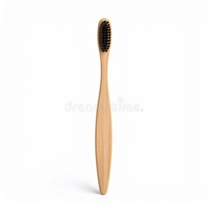 Periuță de dinți naturală din bambus cu peri negri stock illustration