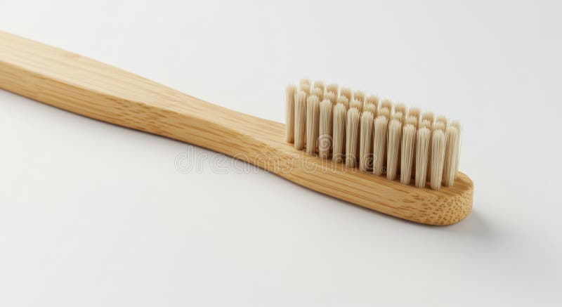 Periuță de dinți naturală din bambus pe fundal alb vector illustration