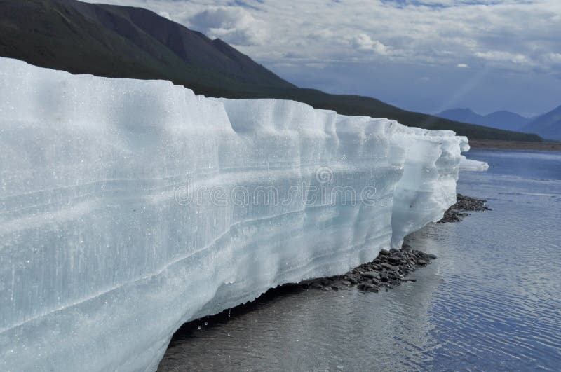 The permanent ice fields in the tideway of the Yakut river.