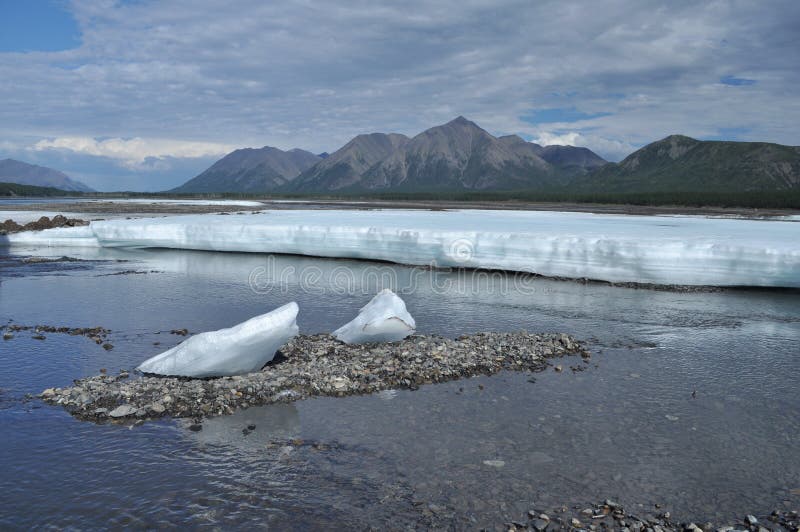 The permanent ice fields in the tideway of the Yakut river.