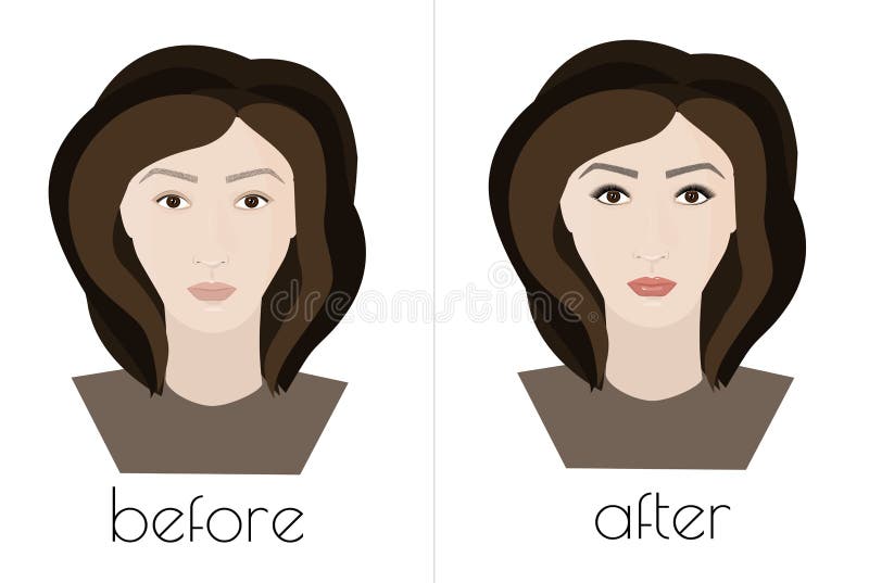 Permanente make-up Het gezicht van het meisje before and after de kosmetische procedure royalty-vrije illustratie Permanente make-up Het gezicht van het meisje before and after de kosmetische procedure royalty-vrije illustratie