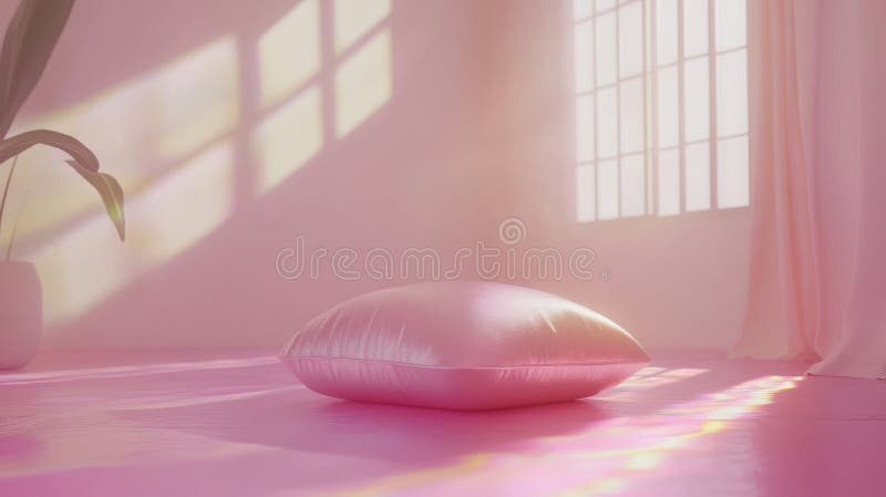 Perna holografică se așează pe o țesătură irizantă cu o textură pastel de vis royalty free stock image
