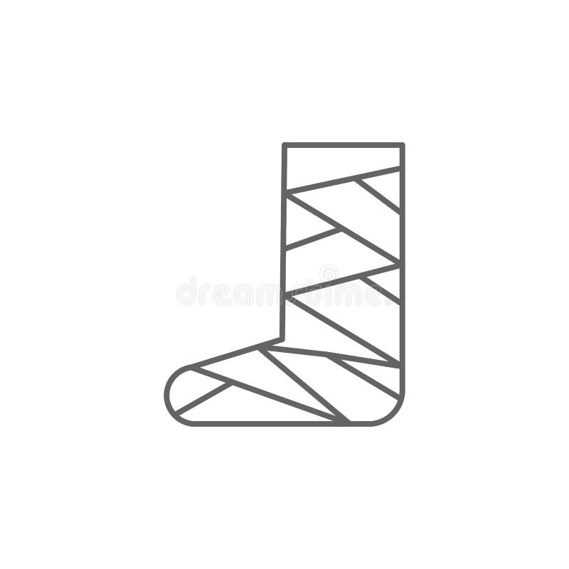 Perna quebrada, ícone de gesso Ícone Elemento do medicamento Ícone de linha fina ilustração do vetor Perna quebrada, ícone de gesso Ícone Elemento do medicamento Ícone de linha fina ilustração do vetor