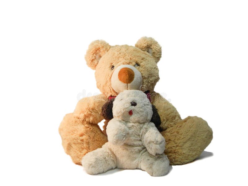 Perrito de la felpa y un oso de peluche imágenes de archivo libres de regalías Perrito de la felpa y un oso de peluche imágenes de archivo libres de regalías