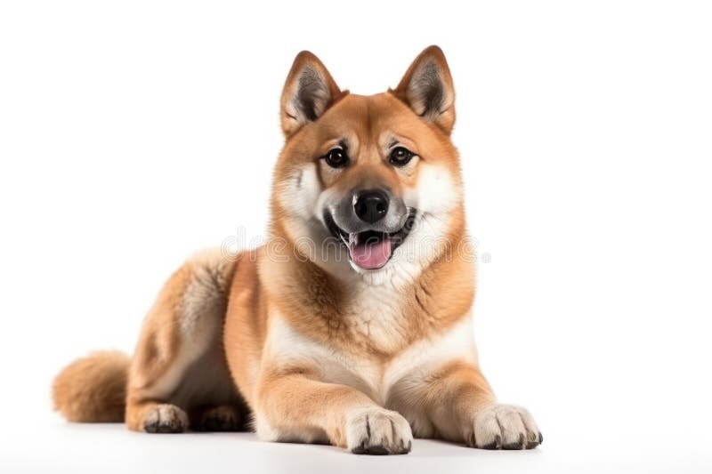 Perro akita sentado en un fondo blanco ilustración del vector