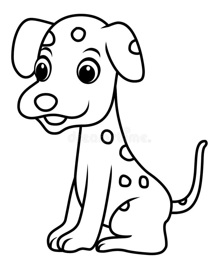 Perro Dálmata Dibujos Animados Para Colorear Página Ilustración del Vector  - Ilustración de colorante, mascotas: 214760442