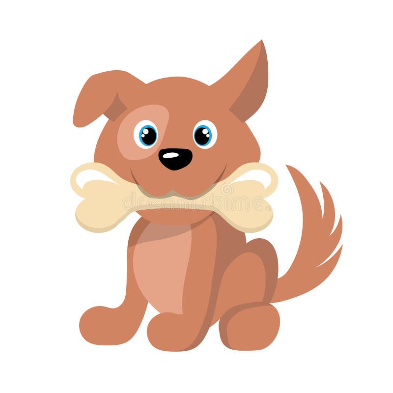 Perro De Dibujos Animados Con Hueso. Ilustración del Vector - Ilustración  de pista, encantador: 213715414