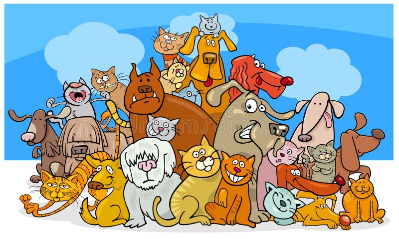 Perro de la historieta y caracteres de los gatos libre illustration Perro de la historieta y caracteres de los gatos libre illustration