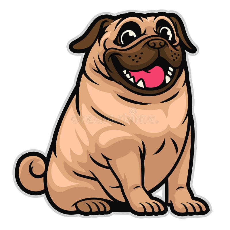 Perro De Pug De Dibujos Animados Adorables Ilustración del Vector -  Ilustración de mascota, pelo: 195259885