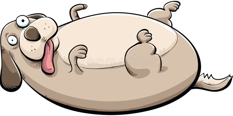 Cartoon of a big, fat dog lying on his back. Cartoon of a big, fat dog lying on his back.