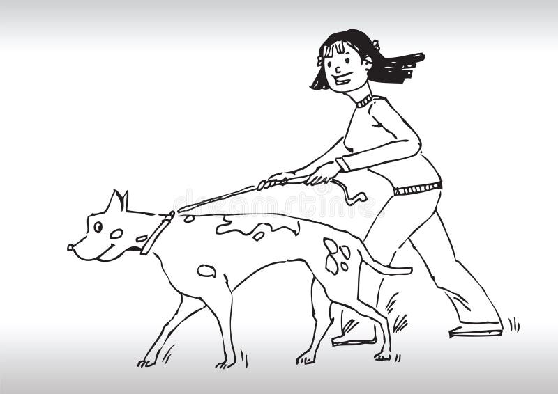 Perro que recorre del drenaje de la mano ilustración del vector Perro que recorre del drenaje de la mano ilustración del vector