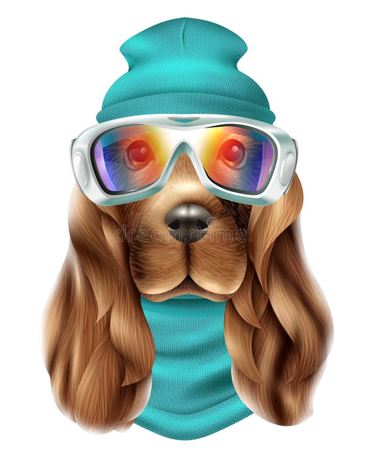 Perro realista Ski Suit Portrait del perro de aguas libre illustration Perro realista Ski Suit Portrait del perro de aguas libre illustration