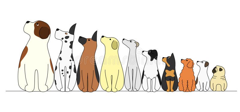 Perros en fila, mirando lejos stock de ilustración Perros en fila, mirando lejos stock de ilustración