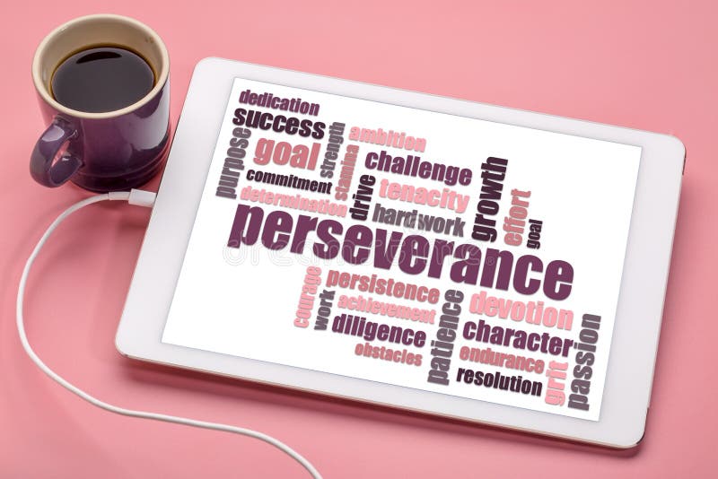 Perseverance word cloud on tablet