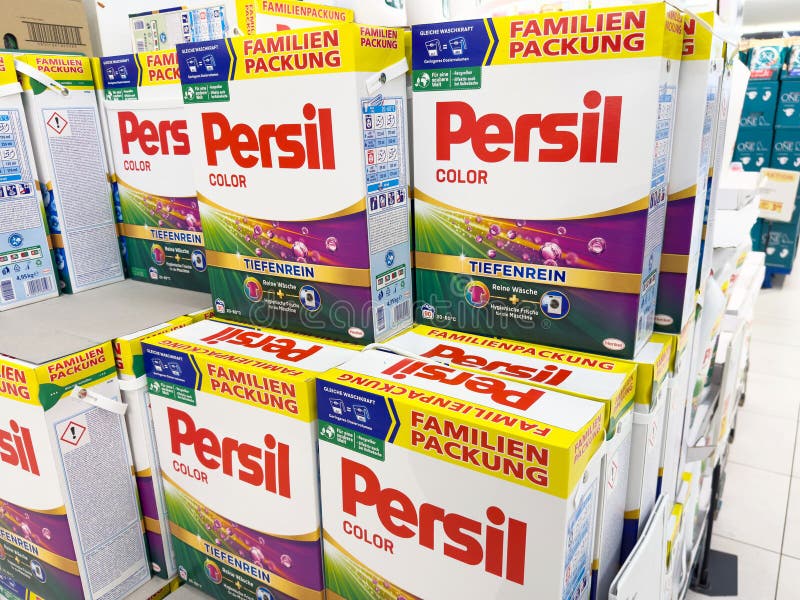 Persil color laundry detergent boxes displayed at store royalty free stock photo