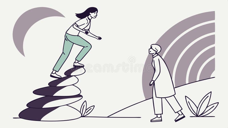 Persoana care urcă scările spre aspirația abstractă obiectiv de aspirație vector de design Generative AI stock illustration