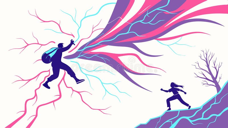 Persoane care fug de dezastru și design-ul vectorial de evadare de urgență Generativ AI stock illustration