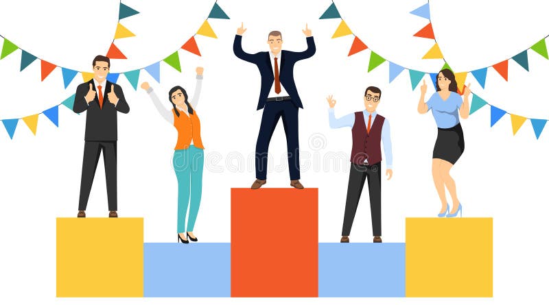 Persoane care te felicită. felicitări. oamenii își flutură mâinile și salută. decorațiuni frumoase. desen vectorial vector illustration
