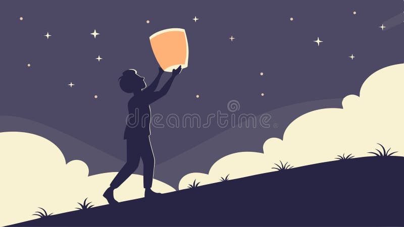 Persoană ținând apăsată o lumină strălucitoare sau o lampă de descoperire speranță vector de design Generative AI stock illustration