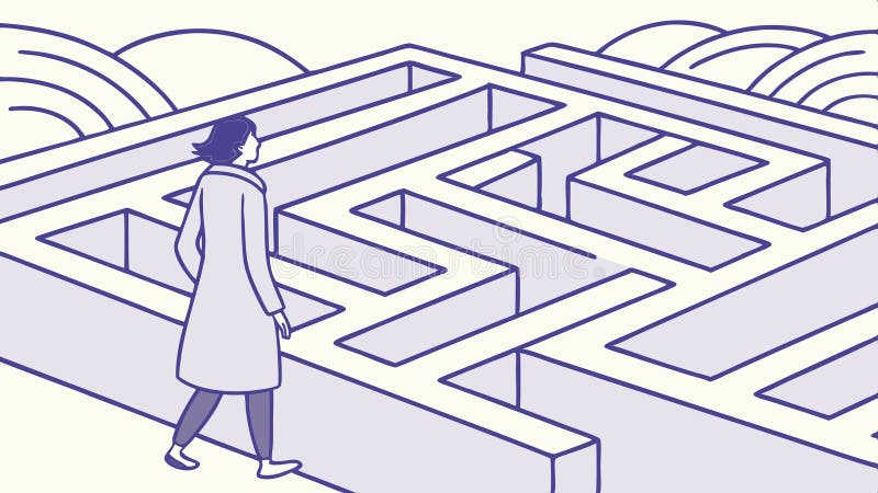 Person in Abstract Maze, Complex Path Illustration, vector design Generative AI vector illustration