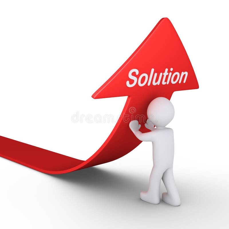 Person with arrow finds solution vector illustration
