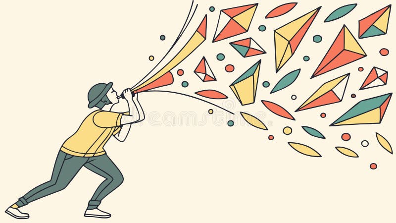 Person Blowing Abstract Shapes Vector, Imagination and Ideas, vector design Generative AI vector illustration