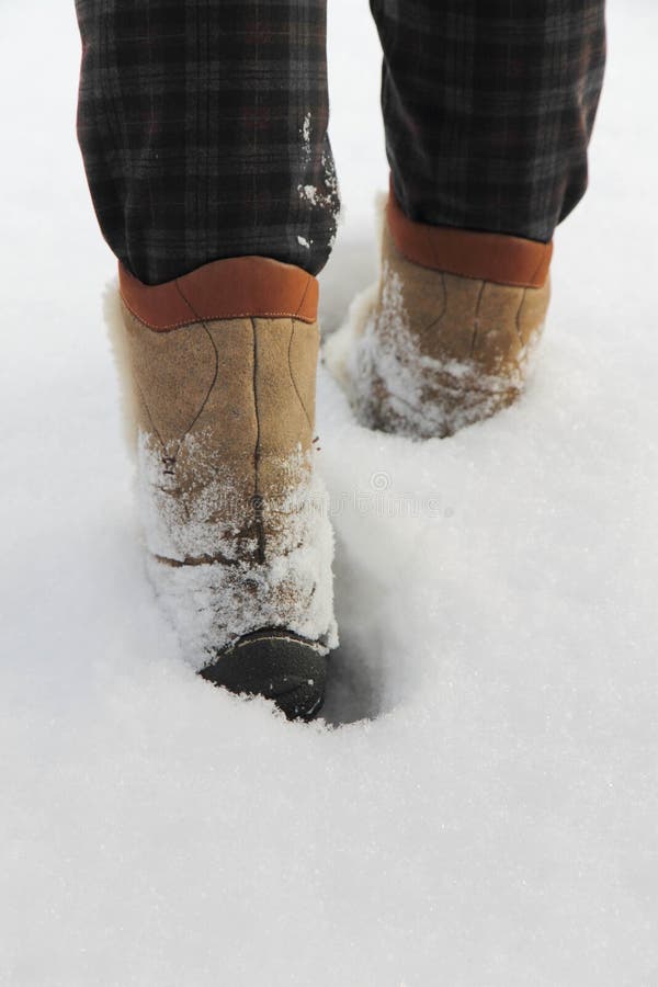 Person in Boots Goes on a Deep Snow Stock Image - Image of outside ...