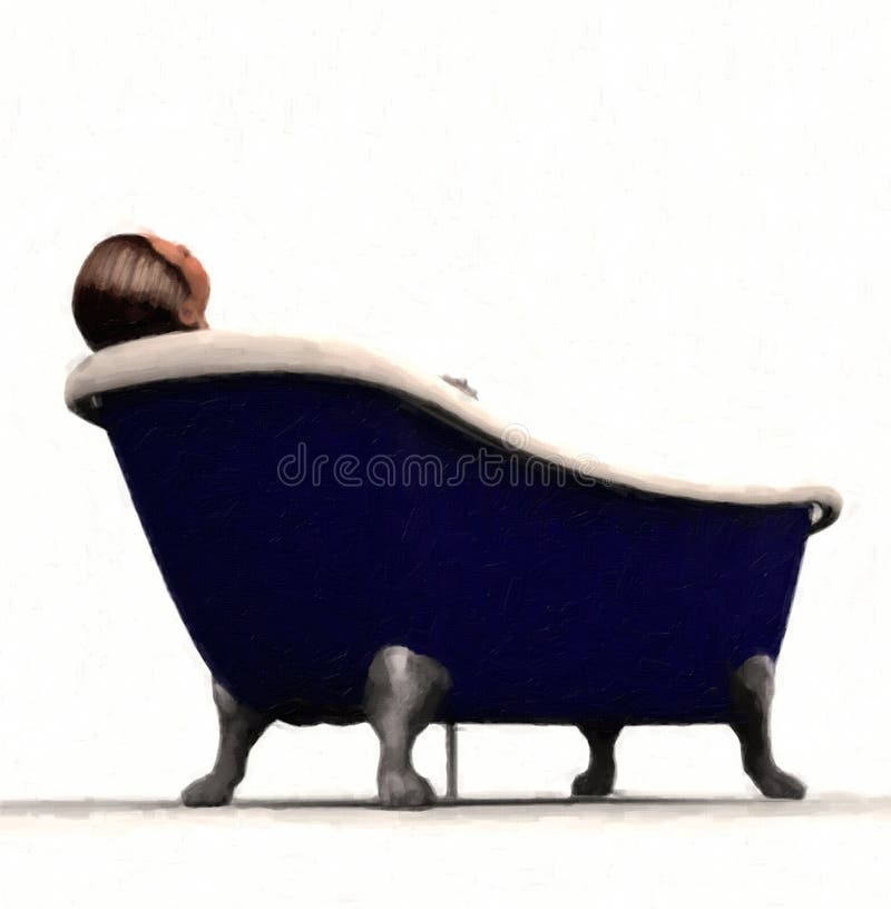 Person soaking in a claw foot bathtub isolated against a white background. Person soaking in a claw foot bathtub isolated against a white background.