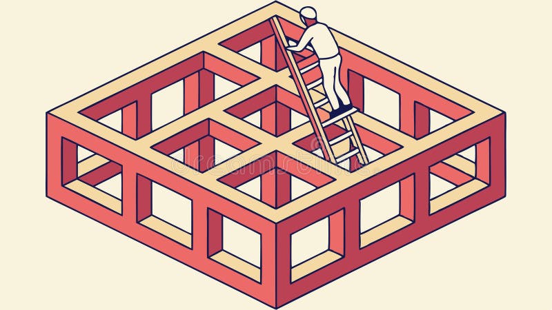 Person Climbing Lattice Structure, Growth and Challenge Vector, vector design Generative AI royalty free illustration